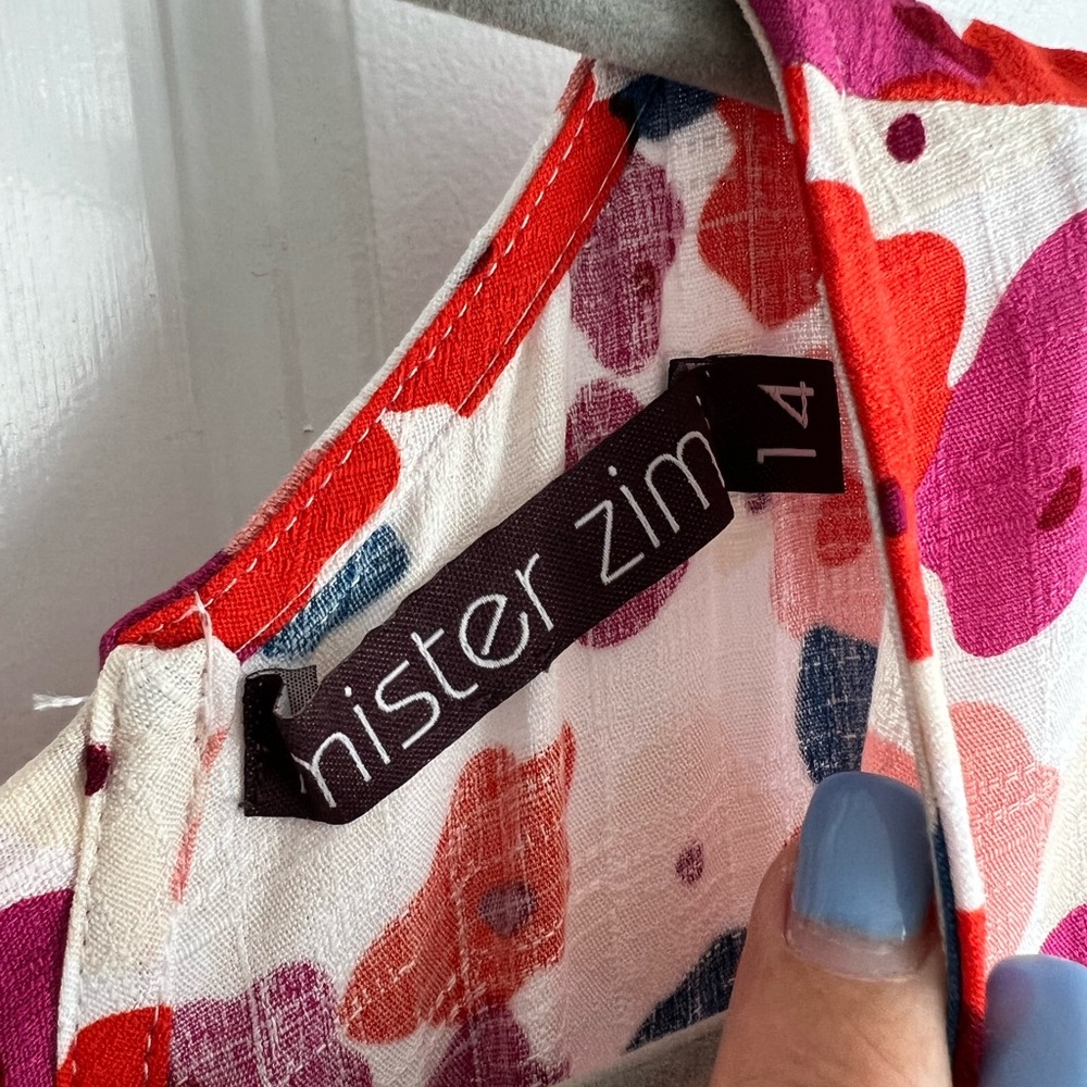 Mister Zimi Dress Australian Midi Floral Bright Ties At Neck PERFECTLY FLAWLESS! - Picture 8 of 15